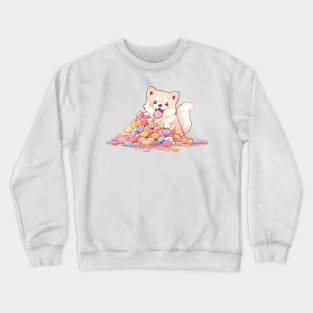 Cute dog and its Halloween stash Crewneck Sweatshirt